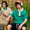 Verano nuevo 240G contraste solapa diseño media cremallera algodón perla polo marca de moda business casual manga corta