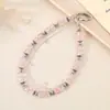 Llavero Colgante de Cuentas de Cristal Agrietado Nuevo Cadena Doble Colgante de Mariposa de Metal Correa para Muñeca del Teléfono Móvil