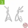 Nuevos Pendientes de Hilo con Textura Metálica de Nudo de Cuerda Yinziyun Simples Elegantes de Plata de Ley S925 Pendientes de Nicho Pendientes