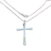 Joyería de Comercio Exterior Chapado en Cobre Plata 925 46cm de Largo Colgante de Cruz Cadena Fina Collar Temu Xiyin Tk Venta Caliente