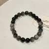Pulsera de cuentas de Obsidiana Negra Natural para Mujer, Lujo Accesible de Nicho, Gama Alta, Pulsera Exquisita y Atractiva, Pulsera Retro Apilada
