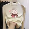Top base para niña de cuello alto medio, nueva colección otoño/invierno 2026, ropa interior elegante, camiseta casual de manga larga, para niñas de talla mediana y grande