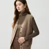 Colete Cardigan Baicai Velvet 2026 Outono/Inverno Novo Tricô Fino Sem Mangas Decote V com Bolsos Peça de Camada Exterior