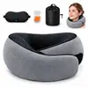 Almofada de Pescoço em Espuma de Memória de Rebound Lento em Forma de U para Viagem Amazon Transfronteiriça Almofada de Pescoço Portátil e Armazenável em Forma de U