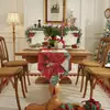 Amazon Toalha de Mesa Jacquard Tingida na Massa Poliéster Algodão Caminho de Mesa Flor de Natal Caminho de Fim de Cama Capa Decorativa de Natal Toalha de Mesa