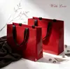 Bolsas de Regalo Rojas Gruesas de Alta Gama, Bolsas de Compras para Ropa, Bolsas de Empaque para Joyería, Bolsas Personalizables de Cartón Blanco