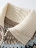 Cardigã de Cashmere Jacquard Fair Isle para Mulheres, Jaqueta Suéter Espessa e Quente, Rejuvenescedor, Suéter de Lã com Zíper Outono e Inverno 2025