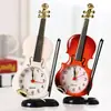 Reloj despertador de simulación de violín al por mayor directo de fábrica, reloj de escritorio creativo con forma de instrumento musical, decoración de sala de estar, reloj de mesa