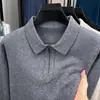 Suéter de cuello alto con media cremallera para hombre, estilo coreano jacquard tejido casual de invierno 2026, camiseta básica para mediana edad, ropa de hombre