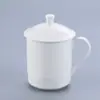 Habitación de Hotel Blanca Pura Taza de Té de Cerámica Taza de Agua para Sala de Reuniones con Tapa Taza de Cerámica para Reuniones de Oficina Phnom Penh