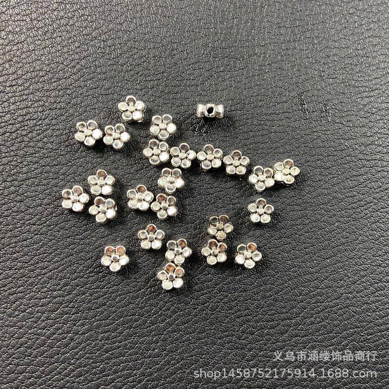 批发藏银滴油小花朵 五瓣梅穿孔配珠藏银灯笼珠 隔珠百搭饰品配