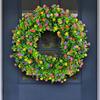 Guirlanda de eucalipto colorida para simulação de Natal em estoque, estrela decorativa de eucalipto colorida, pingente de porta
