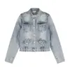 Jaqueta Jeans Azul Lavada Desgastada Estilo Retrô Americano Resistente Feminina Outono 2026 Solta Casual Tendência Marca Outerwear