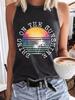 Camiseta sin mangas con estampado costero de AliExpress y Amazon, gran oferta, para primavera y verano, cuello redondo, chaleco de comercio exterior para mujer.