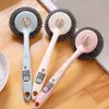 Cepillo para Ollas de Mango Largo para el Hogar Que No Daña las Ollas, Cepillo de Limpieza de Cocina con Mango para Lavar Ollas, Eliminador de Manchas, Bola de Lana de Acero para Lavar Platos, Herramienta Mágica para Limpiar Ollas