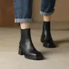 Botines de Tacón Grueso de Moda para Mujer 2026 Nuevo Estilo de Invierno Botas Elásticas Cómodas Adelgazantes Punta Cuadrada Estilo Coreano Botines Chelsea de Tacón Alto