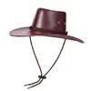 Sombrero Vaquero Occidental de Cuero Americano para Hombres y Mujeres Pareja Viaje al Aire Libre Sombrero de Ala Ancha Sombra Sombrero de Jazz Chica Caliente de Playa