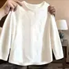 Camiseta de manga comprida para meninas, nova coleção primavera/outono 2026, moda infantil moderna e estilosa, top básico versátil, top soltinho para meninas