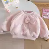 Sudadera de Felpa para Niñas Otoño e Invierno 25 Nuevo Estilo Estilo Infantil Chaqueta Suéter de Lana Top Grueso Cálido para Bebé Niña