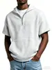 Sudadera con capucha para hombre de estilo gofre, nueva de verano, para comercio exterior transfronterizo, informal, de manga corta, estilo europeo y americano, con cremallera, top pullover