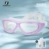 Gafas de Natación Transparentes con Marco Grande Electroplateado para Adultos Gafas de Buceo Impermeables Antivaho de Alta Definición Gafas de Buceo 9100