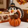 1 pieza Decoración de Resina para Mesa de Acción de Gracias con Pavo y Calabaza Adorno Navideño Manualidad para Exhibición en Sala de Estar