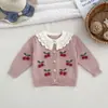 Conjunto de ropa para bebé tejido a mano de algodón puro hecho a medida, suéter para niños, cárdigan para bebé niña, mameluco con estampado de logotipo