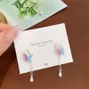 Pendientes de Mariposa con Borla de Perlas de Resina Super Hada Coreanos para Mujer, Aguja de Plata, Dulces, Elegantes, Lujo Ligero, Gama Alta, Pendientes Versátiles