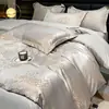 Nuevo Conjunto de Cuatro Piezas de Algodón Tencel de Lujo Ligero Conjunto de Tres Piezas Jacquard de Color Sólido de Algodón Lycra Sábana Bajera Funda de Edredón de Gama Alta Regalo Dropshipping