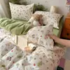 Juego de Ropa de Cama de Algodón Lavado de Doble Capa de Gasa de Grado Súper Suave para Dormir Naked de Clase A Juego de Cuatro Piezas Funda de Edredón Sábanas de Cama Juego de Tres de Cuatro Piezas para Dormitorio