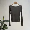 Top de punto texturizado estilo coreano Beishan Tongshu para mujer, otoño, ajuste ceñido, elástico, rayas verticales, manga larga, camiseta interior P177