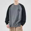 Suéter Atacado Masculino Primavera e Outono Marca da Moda Juventude Cor Combinando Manga Raglan Gola Redonda Solto Manga Longa Jaqueta Uma Geração de Cabelo