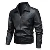 Transfronterizo 2025 Nueva Chaqueta de Cuero para Hombre Primavera Ajustada Chaqueta con Solapa Chaqueta Casual Cortavientos para Hombre