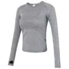 Camiseta deportiva de manga larga para mujer, corte ajustado, de secado rápido, adecuada para fitness, senderismo, running, yoga, top versátil