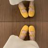 Sapatilhas de Ballet Retro de Camurça com Laço para Mulheres, Versátil e Não Cansativo, Sapatos de Noite Amarelos de Solado Macio para o Dia a Dia