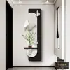 Vaso Decorativo Pintado de Entrada Borboleta Plantio Verde Sala de Estar de Alto Nível Corredor Corredor Pintura Mural Preto e Branco Cinza Hidropônico Pintura Suspensa
