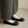 Diseño Estilo Francés con Lazo, Patchwork de Ante de Oveja, Colección Primavera 2026, Tacón Bajo Grueso, Punta Redonda, Piel Genuina, Zapatos de Boca Baja de Una Sola Pieza para Mujer