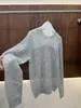 Camisa polo para mujer BORBOTIE 2026 primavera/verano nuevo producto Malla con lentejuelas BC hueca de manga larga cuello redondo sin cierre