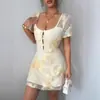 Vestido Elegante de Verão com Bordado em Renda Quadrado na Gola, Ajuste na Cintura, Slim Fit, Novo, Transfronteiriço Europeu e Americano Amazon Aliexpress
