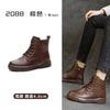 Botas Martin de Couro Genuíno com Solado Grosso Estilo Novo 2026 para Mulheres, Botas Curtas com Salto Grosso Forradas com Lã para Outono e Inverno, Botas Femininas Versáteis Retrô Atacado