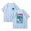 Venda Quente Transfronteiriça Primavera e Verão Novo Estilo Japonês Fresco Tendência Marca Estampada Gola Redonda Manga Curta Casal Estudante Camiseta Top Unissex