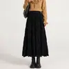 Falda de terciopelo tipo pastel para mujer, nueva falda texturizada de dobladillo ancho para otoño e invierno, falda de paraguas plisada de cintura alta de longitud media