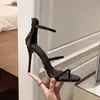 Sandalias Europeas y Americanas Sexy de Tacón Alto 2026 Verano Nuevas Talla Grande Versátiles de Una Correa Hebilla Punta Fina Tacón de Aguja Sandalias Romanas