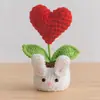 Flor de Lirio del Valle Tejida a Crochet Hecha a Mano de Lana en Maceta Producto Terminado Venta al por Mayor Muñeco de Conejo Creativo Adornos de Escritorio en Maceta Flores Tejidas