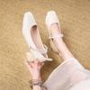Zapatos de Boda Zapatos para Dama de Honor Zapatos de Banquete Zapatos Franceses de Tacón Alto Cuadrados Mary Janes Temperamento de Hada Uso Diario