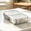 Recipiente de Armazenamento Caixa Conservadora de Frescor em Aço Inoxidável com Tampa, Adequado para Montagem de Barraca, Marmita de Piquenique, Recipiente de Alimentos para Geladeira e Caixa de Porcionamento Refrigerada