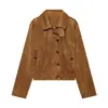 Moda europea y americana transfronteriza Bestseller de AliExpress: chaqueta retro casual elegante de gamuza con cuello alto y cintura elástica