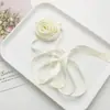 Nuevo Collar de Satén Rosa Francés, Atmósfera Retro, Cinta de Flor, Collar de Correa Trenzada para el Cabello DIY