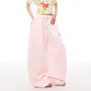 Pantalones de chándal anchos para mujer estilo americano minimalista con bordado de letras, adecuados para bailar y deportes, holgados y versátiles, con caída fluida y dobladillo curvo, pantalones largos casuales