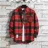 Camisa de manga larga a cuadros finos 2021 para hombre, camisa holgada de estilo coreano a la moda, ropa de trabajo de construcción para hombre